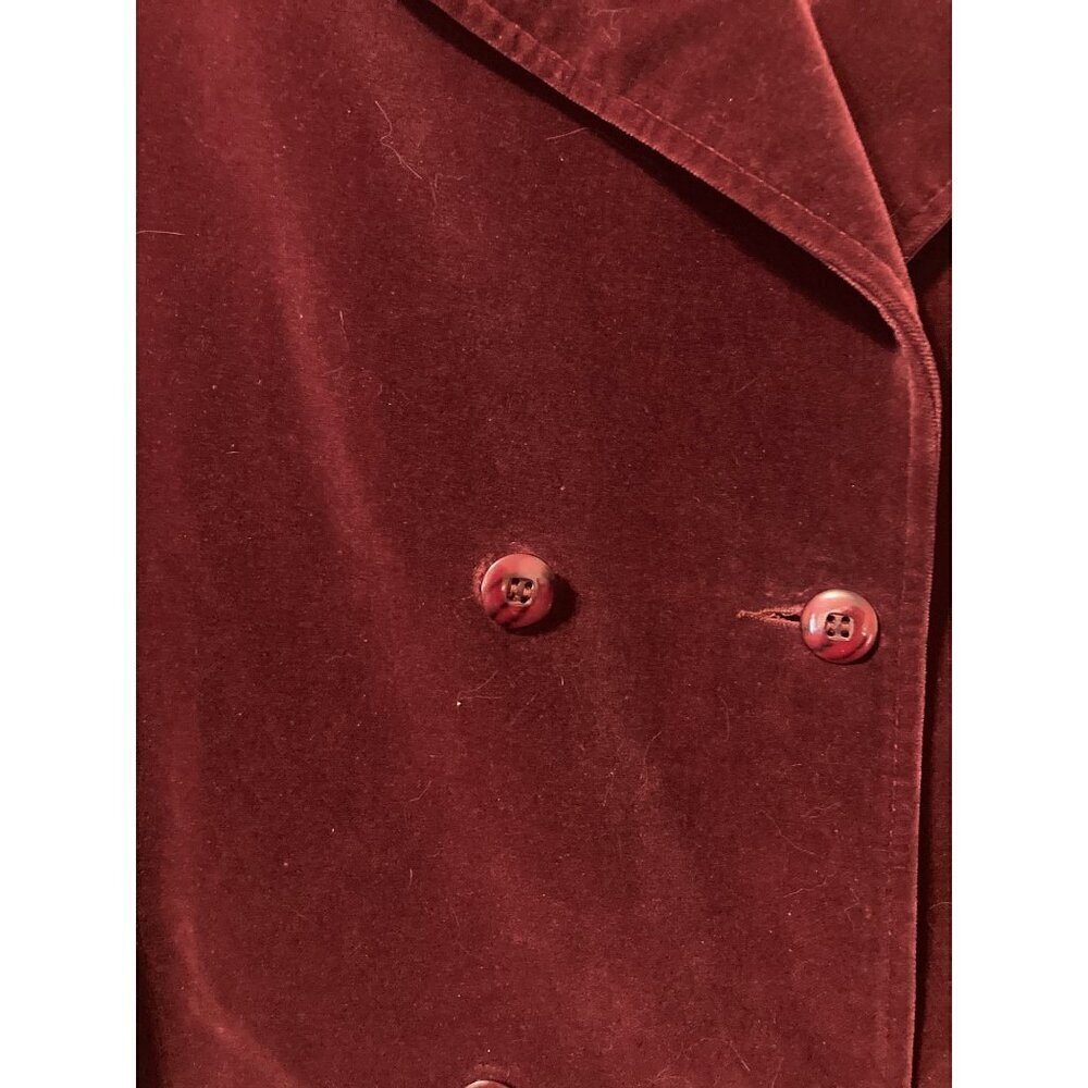 VTG B. Altman & Co Oneup Women's Burgundy Velvet Long Trench Coat Belt PKTS USA - Picture 6 of 9